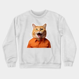 Orange cat in overalls Crewneck Sweatshirt